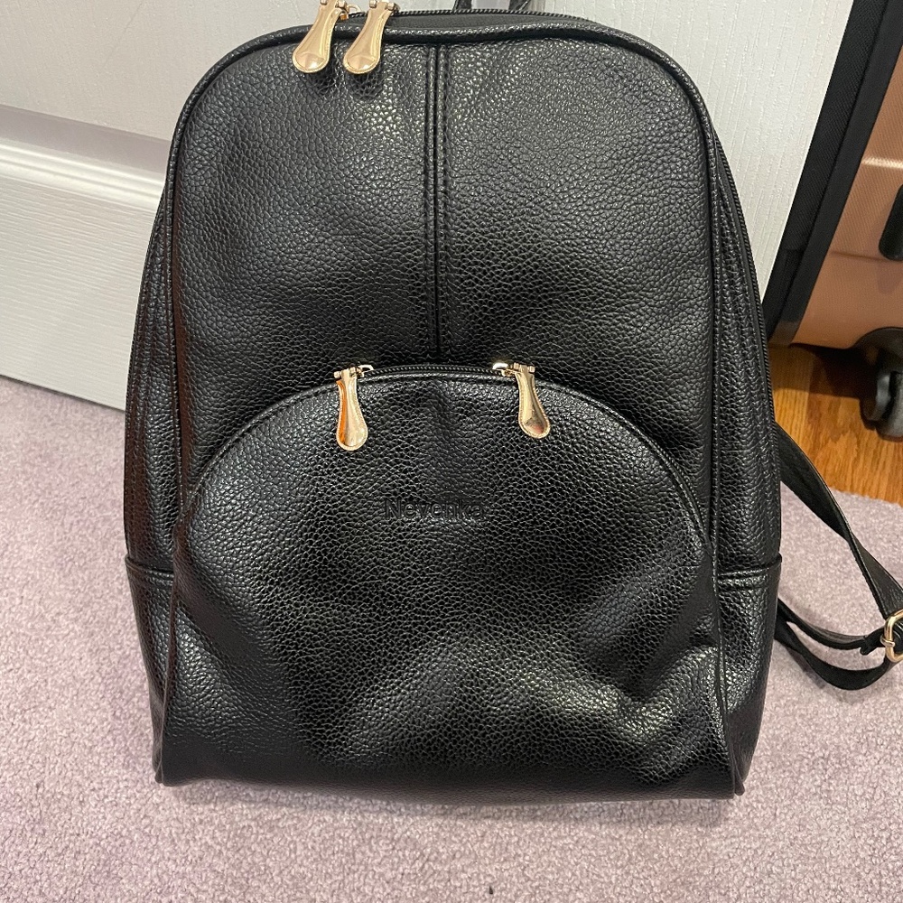 Black leather backpack